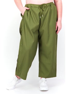 adidas Originals Women Plus Size Brand Logo Track Pants, Olive  - Image 1