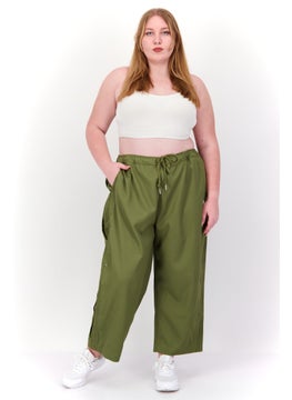 adidas Originals Women Plus Size Brand Logo Track Pants, Olive  - Image 3