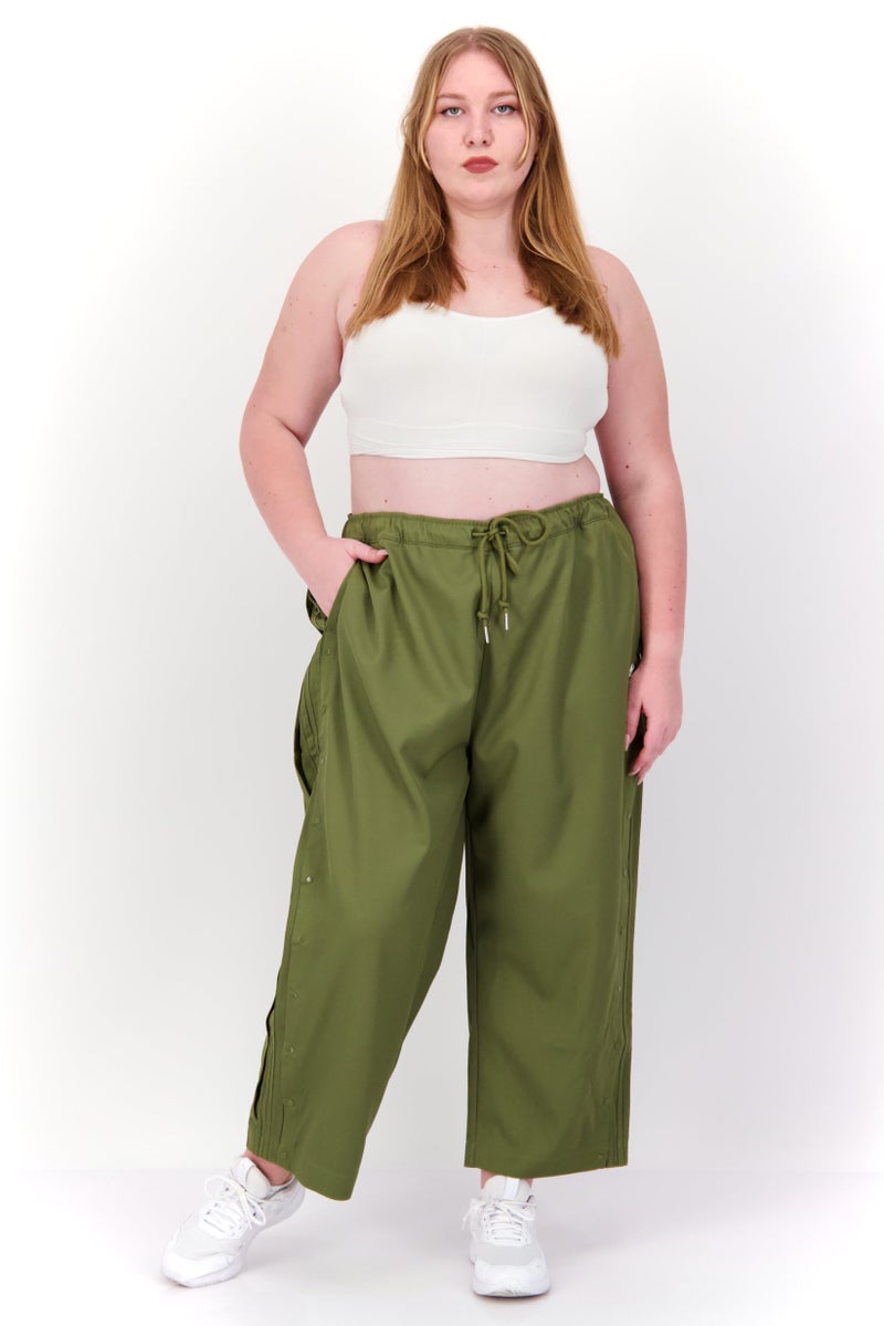 adidas Originals Women Plus Size Brand Logo Track Pants, Olive  - Image 3