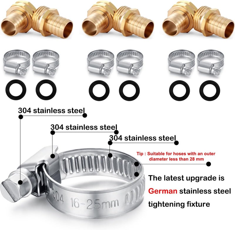 YELUN Garden Solid brass Hose Repair Connector with Clamps,Fit for Garden Hose Fitting,Male and Female Hose Fittings 10 Set (3/4"-10 Set) - Image 2