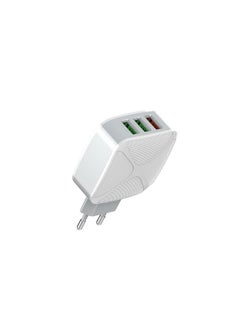 LDNIO شاحن سفر سريع عالي الجودة A3310Q بمقبس الاتحاد الأوروبي و3 منافذ USB بقوة 30 وات مع كابل USB من النوع C - أبيض  - Image 1