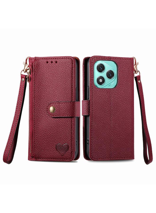 S-TOP Case For Honor 400 Lite Love Zipper Lanyard Leather Phone Case - Image 2