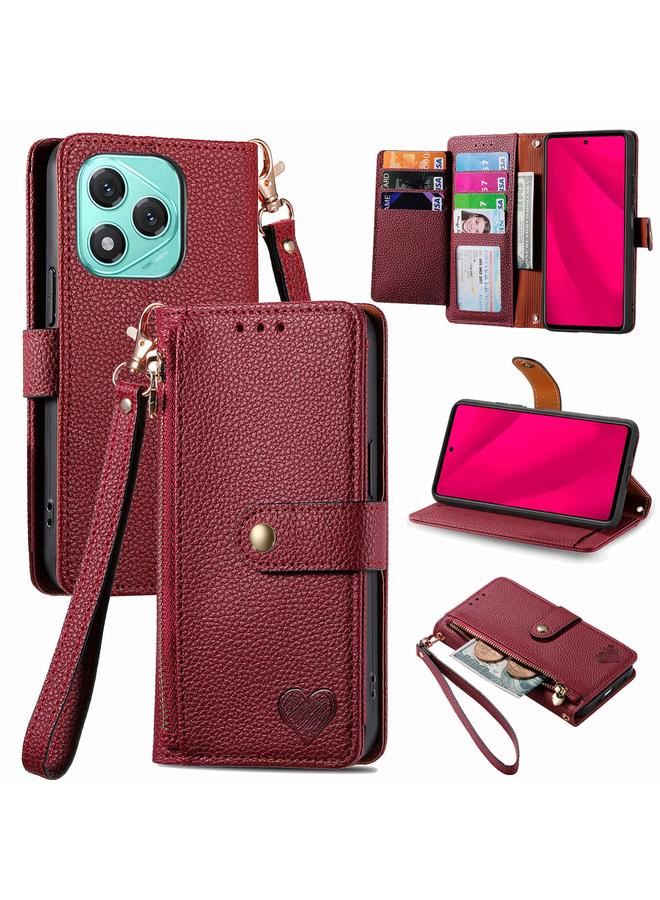 S-TOP Case For Honor 400 Lite Love Zipper Lanyard Leather Phone Case - Image 1