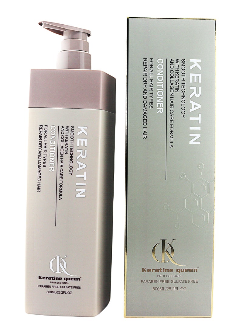 كيراتين كوين بلسم كيراتين كوين الاحترافي بالكيراتين، تقنية سلسة مع تركيبة العناية بالشعر بالكيراتين والكولاجين، خالي من البارابين والكبريتات، 800 مل/28.2 أونصة سائلة - Image 1