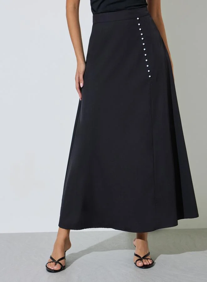ستايلي Black Pearl Detail A-Line Maxi Skirt