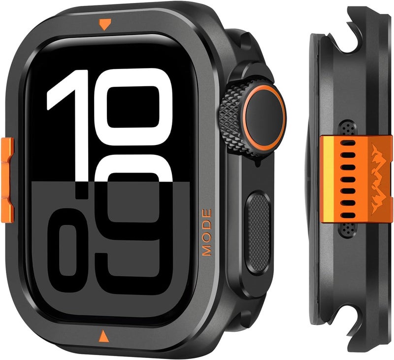2 in 1 Case Compatible with Apple Watch Series 10 46mm Cover, [Turn 46mm into Ultra Look] Rugged Bumper Protective Case with Back Cover for iWatch 46mm, Black - Image 1