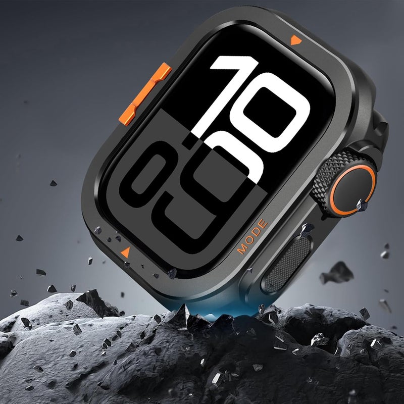 2 in 1 Case Compatible with Apple Watch Series 10 46mm Cover, [Turn 46mm into Ultra Look] Rugged Bumper Protective Case with Back Cover for iWatch 46mm, Black - Image 5