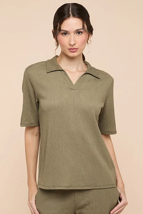 R&b Textured Polo T-Shirt with Short Sleeves