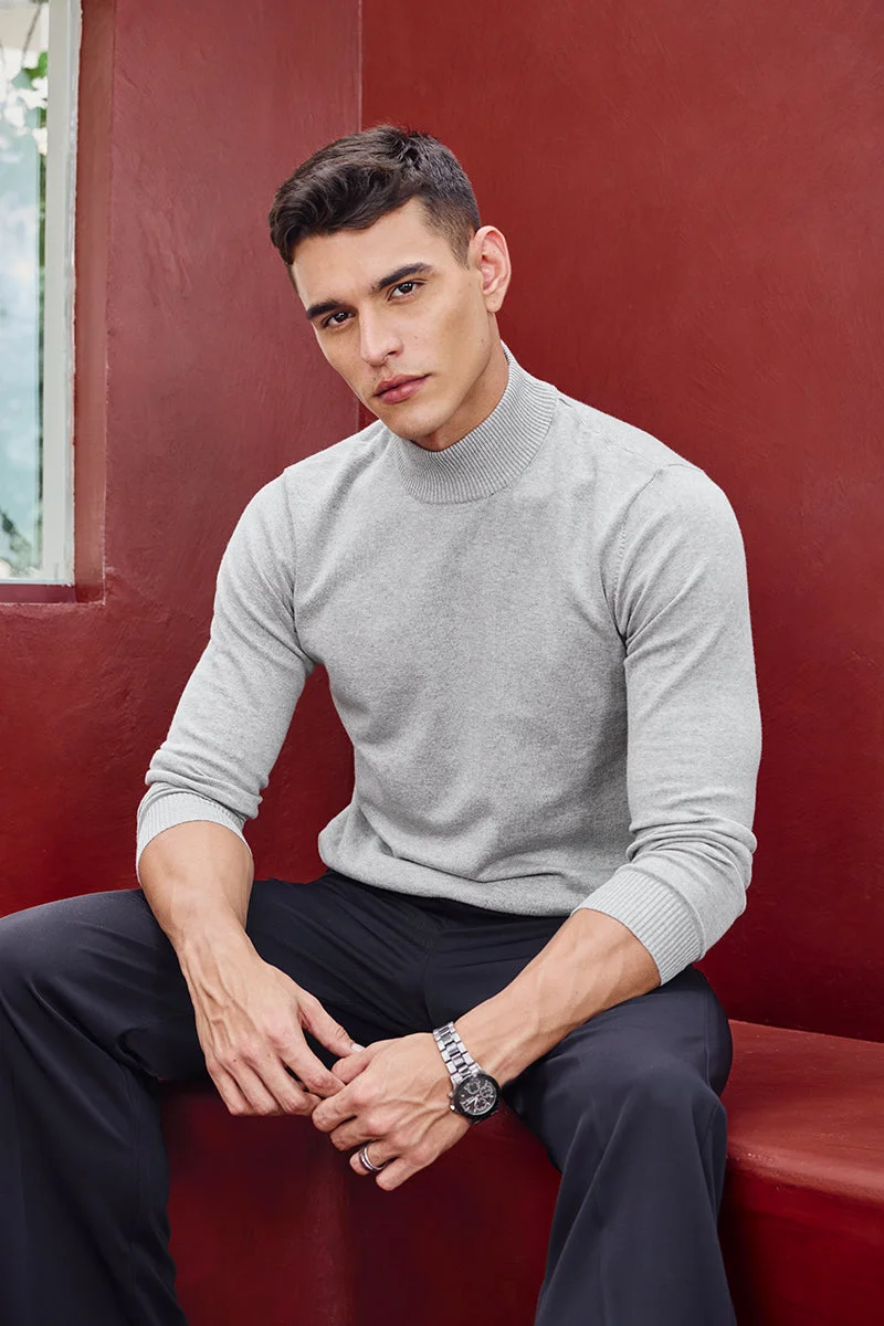 SNITCH Core Lab Light Grey Mockneck Sweater