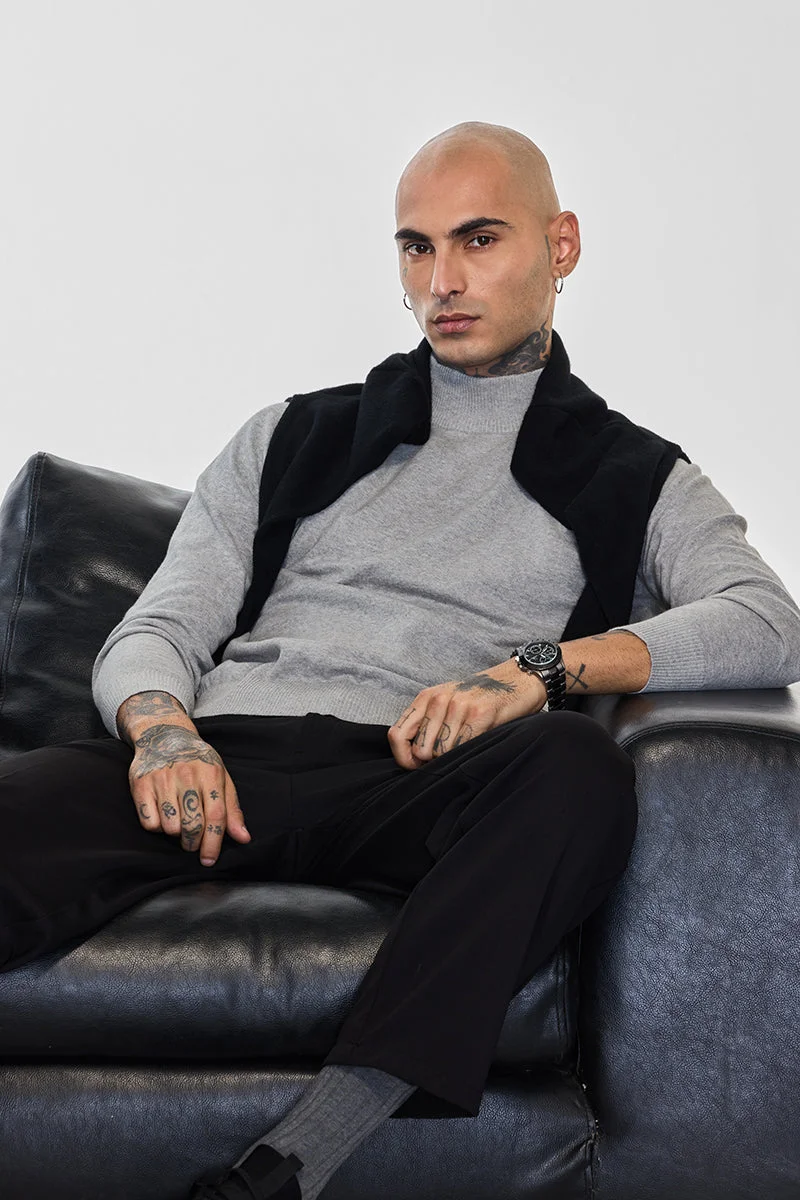 SNITCH Core Lab Light Grey Mockneck Sweater