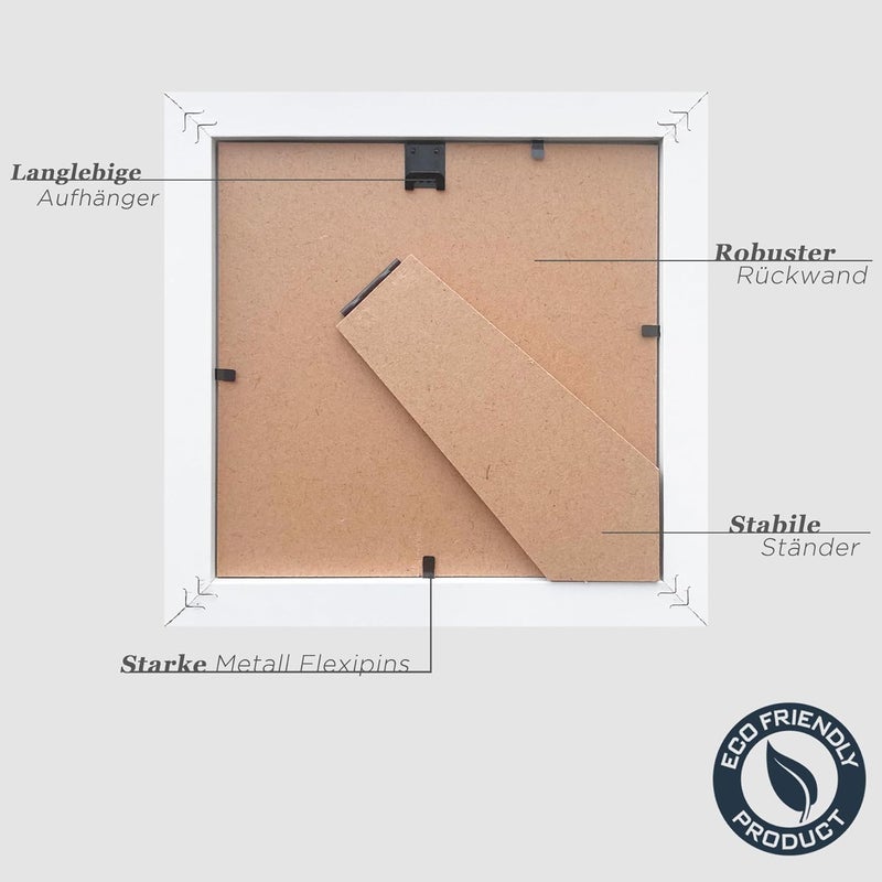 إطار صورة VUVUZULA مقاس 15 × 15 سم، إطار صورة خشبي مربع أبيض، إطار MDF مع حامل مقاس 10 × 10 سم، مجموعة من 3 - Image 3
