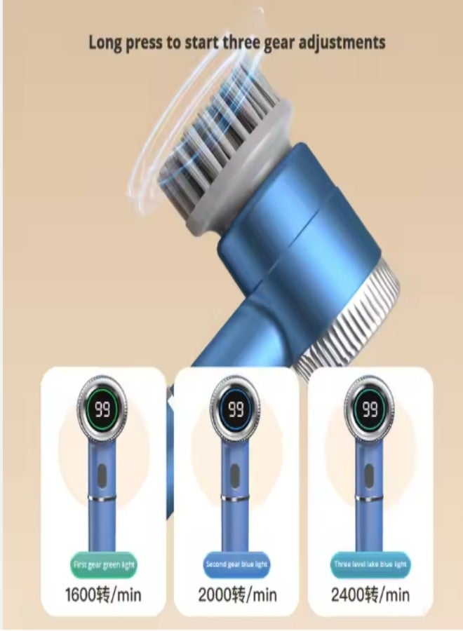 DUNISO Electric Spin Scrubber, multifunctional wireless handheld electric cleaning brush with 5 rotating brush heads, waterproof, adjustable in three levels, suitable for tiles, floors, bathtubs, kitchens - Image 3