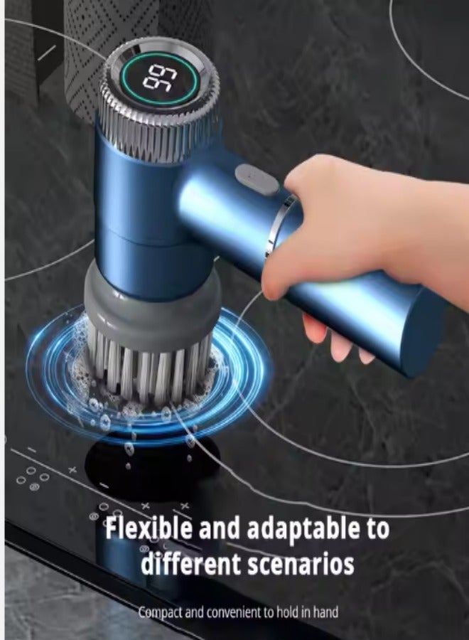 DUNISO Electric Spin Scrubber, multifunctional wireless handheld electric cleaning brush with 5 rotating brush heads, waterproof, adjustable in three levels, suitable for tiles, floors, bathtubs, kitchens - Image 4