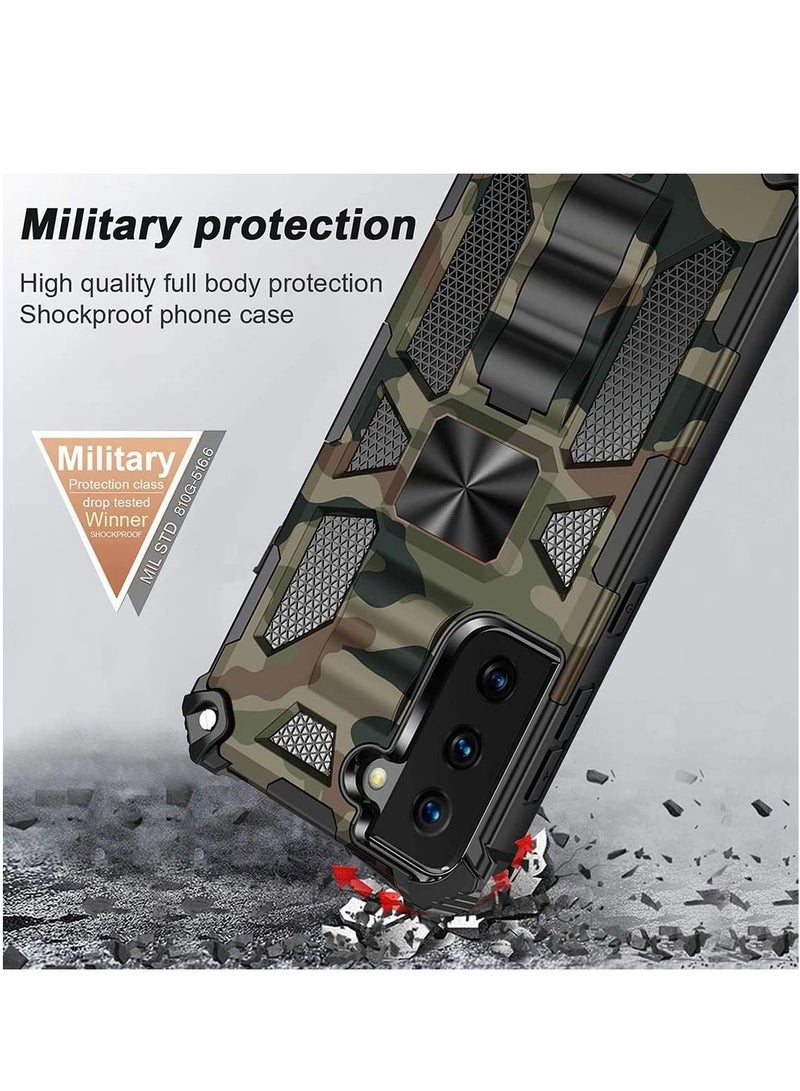 SYOSI Case for Samsung S21 FE Case Camouflage Cover ​with Stand Kickstand Support Magnetic Car Mount Military Grade Rugged Armor Shockproof Case for Samsung Galaxy S21 FE 5G 6.4'' - Image 2