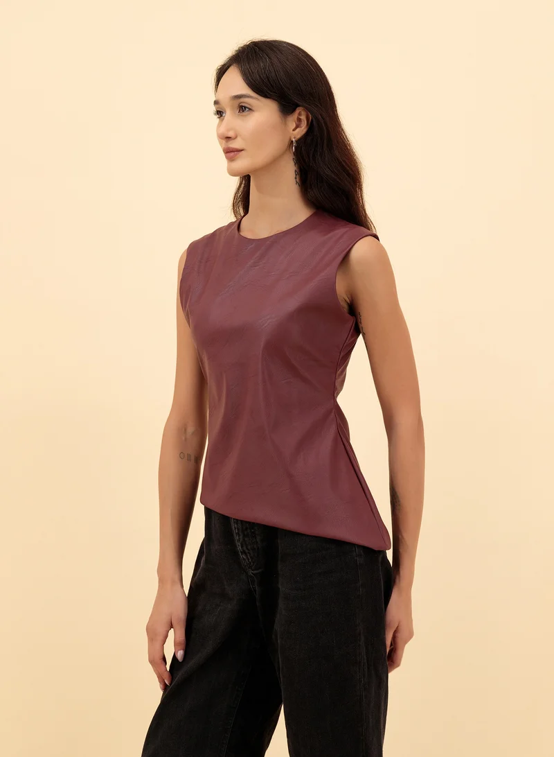 ASYMMETRIC LEATHER TOP