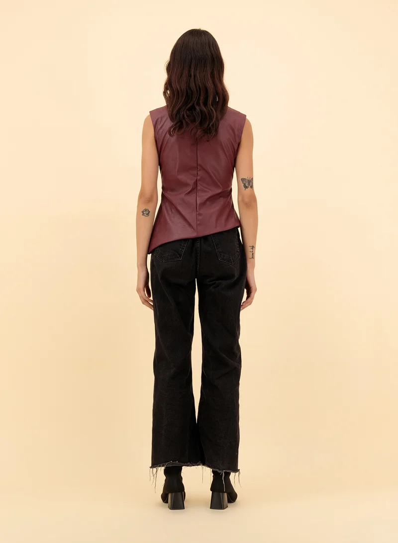 ZINALI ASYMMETRIC LEATHER TOP