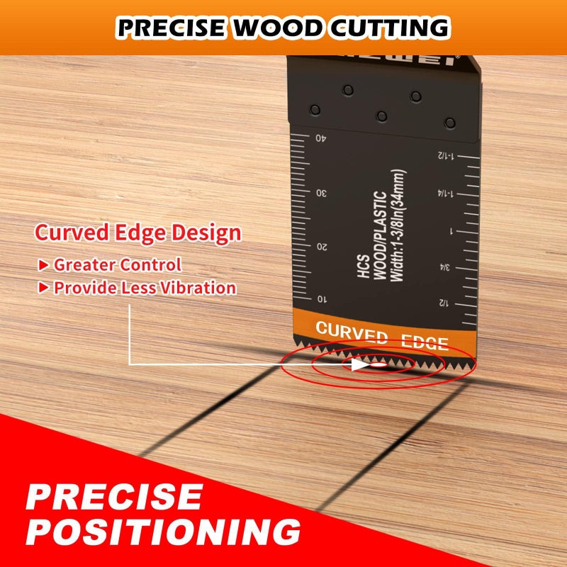 AMZWEI 190 Metal Wood Oscillating Tool Blade, Titanium Oscillating Saw Blades with Sandpaper, Quick Release Multi Tool Blades Kits Compatible with Dewalt Ryobi Milwaukee Rockwell Fein Makita - Image 3