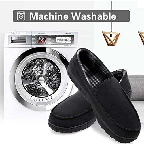 shoeslocker Mens Slippers Moccasin House Shoes Black Size 11 - Image 5