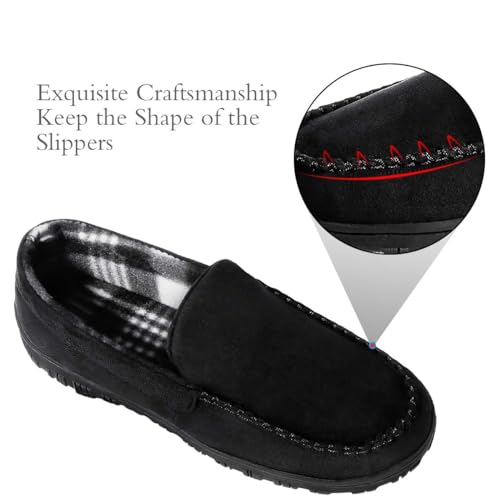 shoeslocker Mens Slippers Moccasin House Shoes Black Size 11 - Image 2