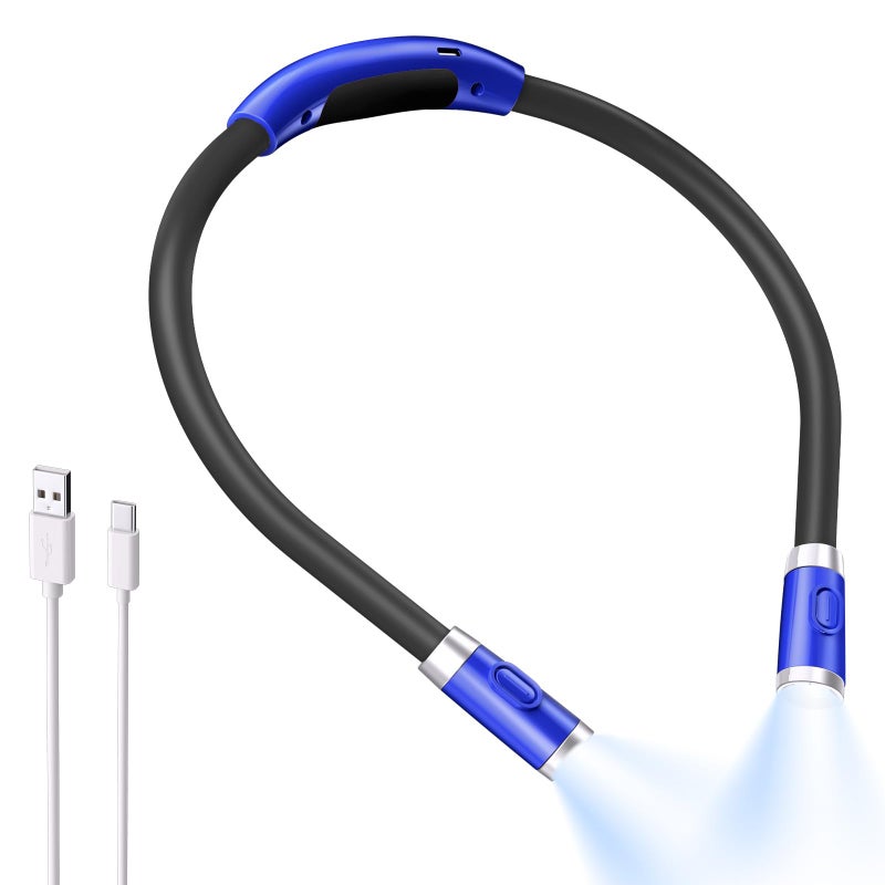 LUXJET Neck Reading Light Book Light for Reading in Bed Hands Free 6 Brightness Levels 360 Flexible Arms 80Hour Rechargeable Reading Knitting Camping Repairing Gifts for Book Lovers