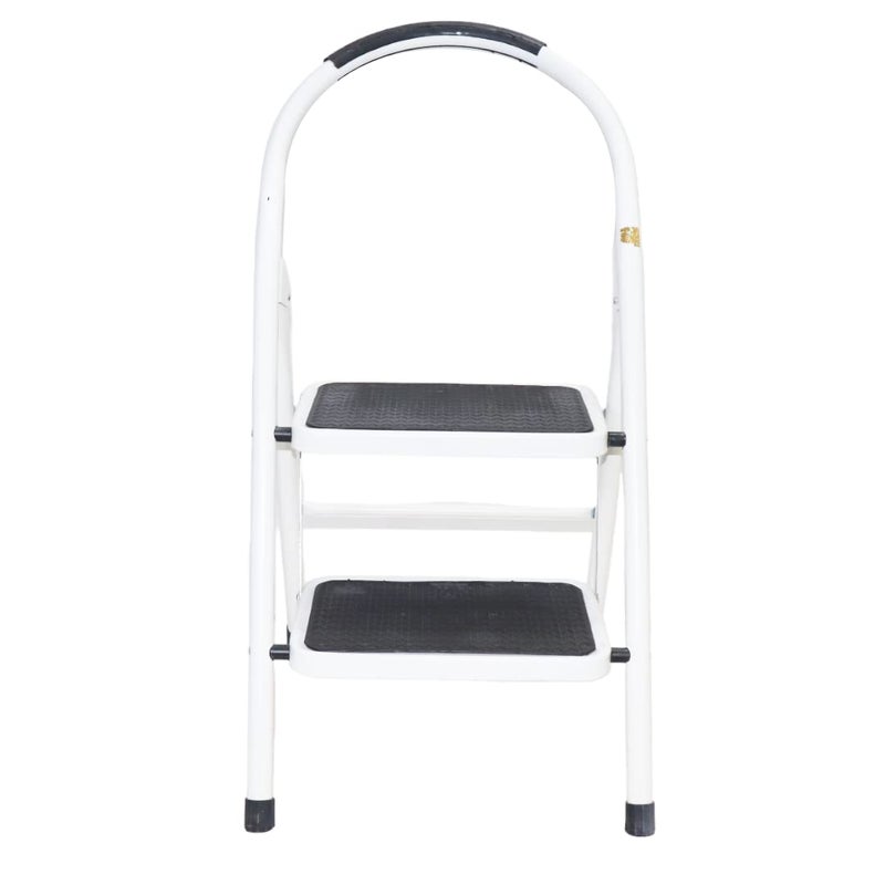 Hail Metal Folding Step Ladder With 2 Steps- White/Black, 87*49*87cmt, 5055