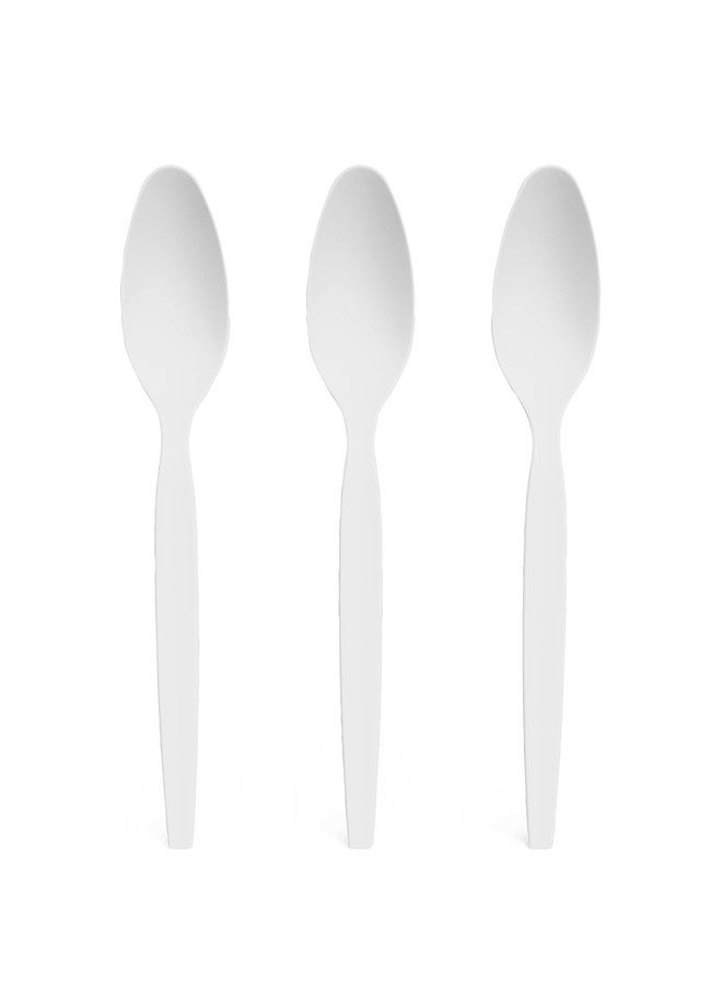 PERK Staples Perk Plastic Spoons, Heavy-Weight Disposable Silverware, Perfect For Breakfast, Snacks, Desserts, 100-Pack, White - Image 5