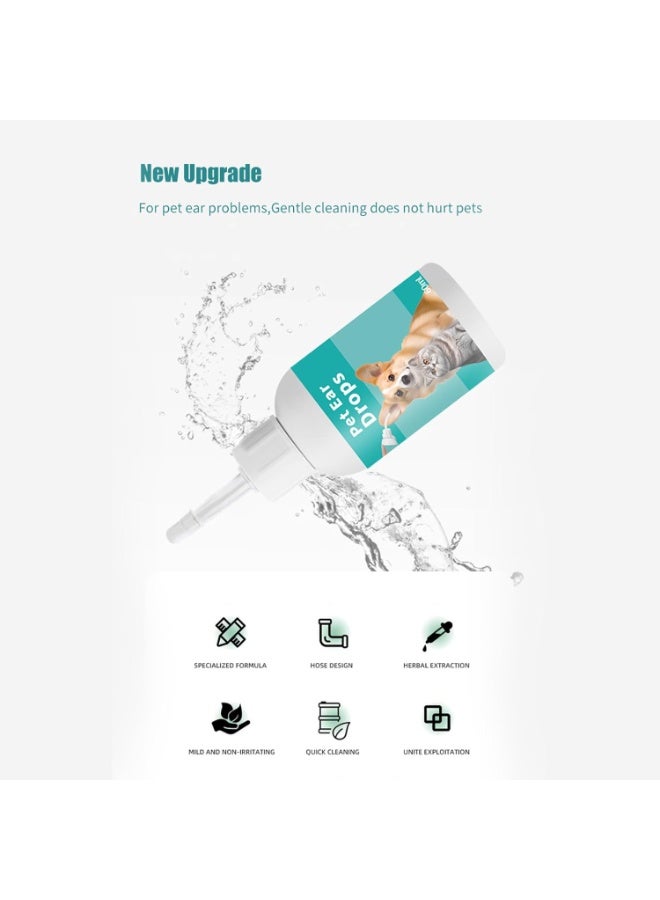قطرات أذن للحيوانات الأليفة، قطرات لمكافحة سوس الأذن، منظف للأذن، منظف أذن للكلاب والقطط، منظف أذن للكلاب، يوقف الحكة ويزيل الشمع، نظيف 60 مل - Image 3