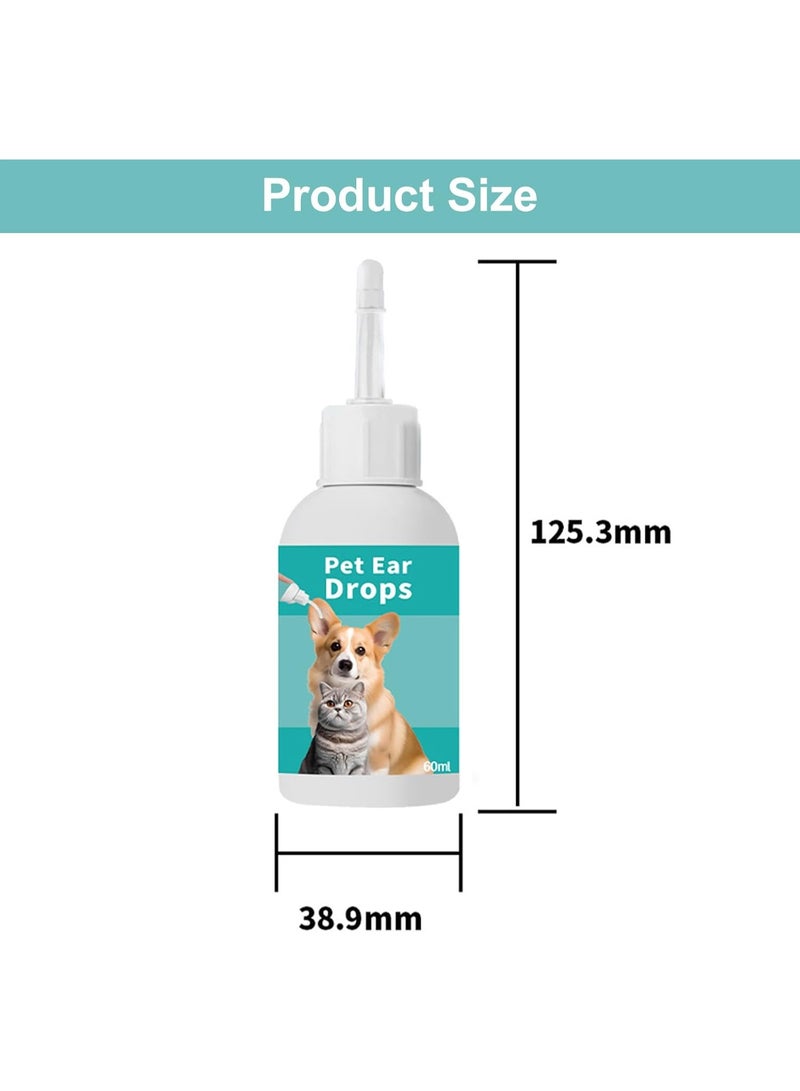 قطرات أذن للحيوانات الأليفة، قطرات لمكافحة سوس الأذن، منظف للأذن، منظف أذن للكلاب والقطط، منظف أذن للكلاب، يوقف الحكة ويزيل الشمع، نظيف 60 مل - Image 2