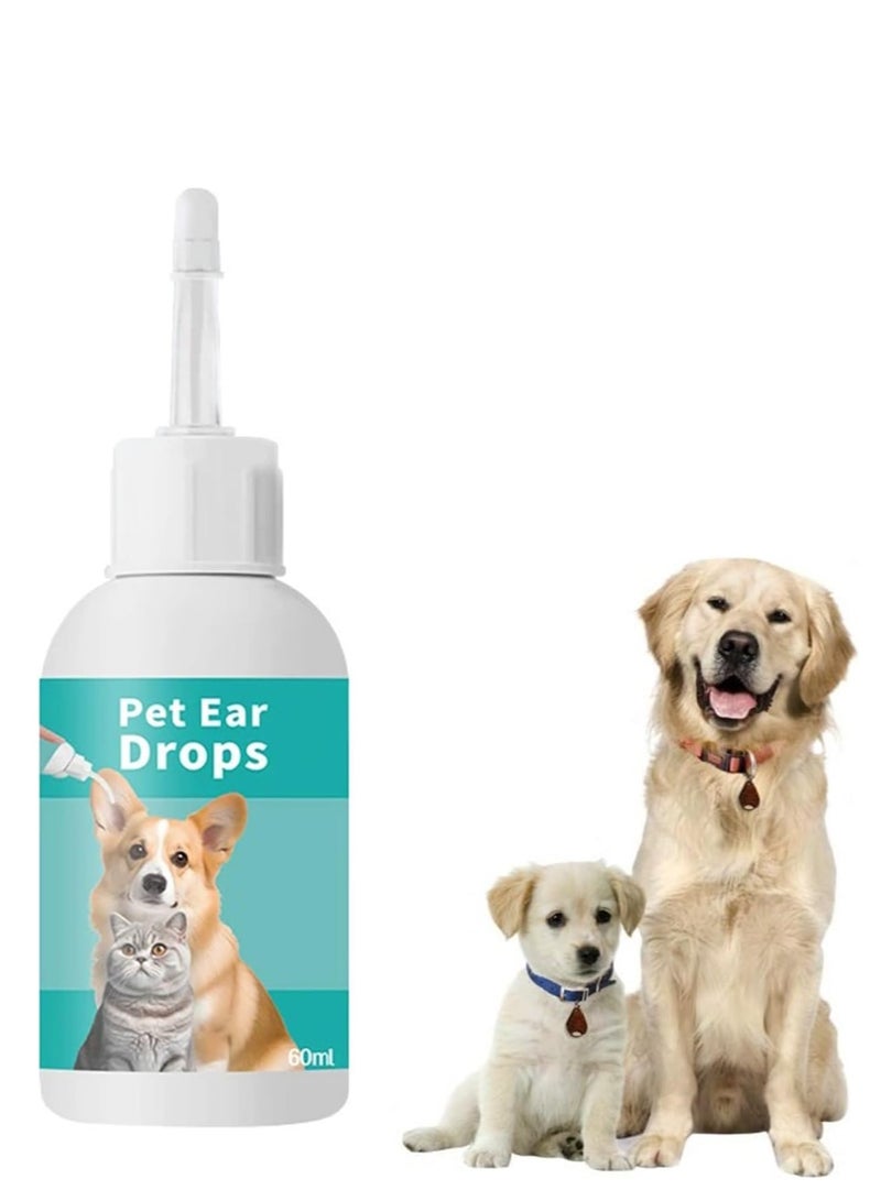 قطرات أذن للحيوانات الأليفة، قطرات لمكافحة سوس الأذن، منظف للأذن، منظف أذن للكلاب والقطط، منظف أذن للكلاب، يوقف الحكة ويزيل الشمع، نظيف 60 مل - Image 1
