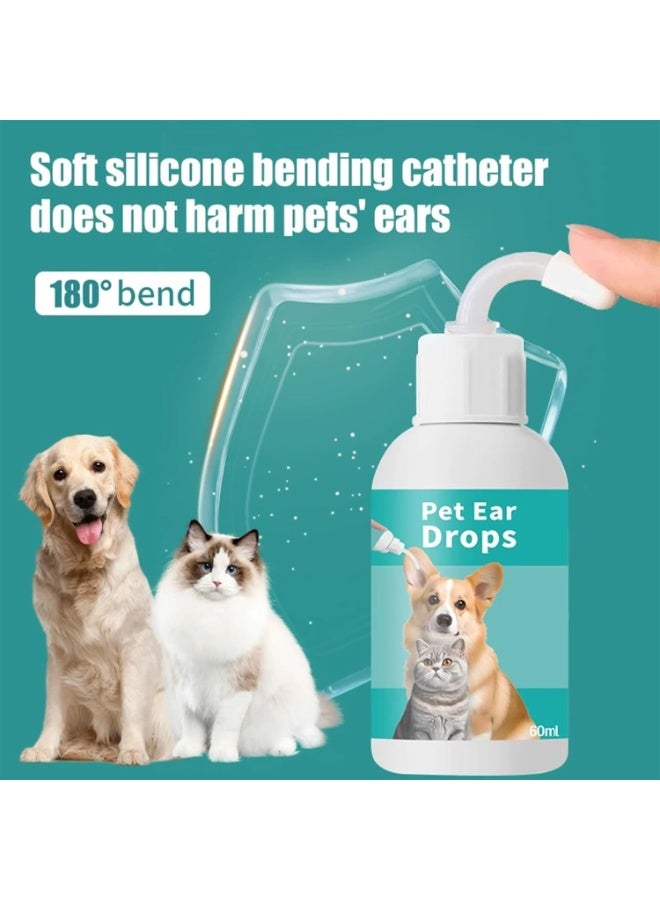 قطرات أذن للحيوانات الأليفة، قطرات لمكافحة سوس الأذن، منظف للأذن، منظف أذن للكلاب والقطط، منظف أذن للكلاب، يوقف الحكة ويزيل الشمع، نظيف 60 مل - Image 4
