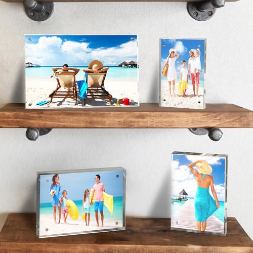 laapee 5x7 Inches Acrylic Picture Frames 5 Pack, Double Sided Magnetic Photo Frames,Free Standing on Desk or Table Clear Picture Frames - Image 3
