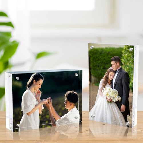 laapee 5x7 Inches Acrylic Picture Frames 5 Pack, Double Sided Magnetic Photo Frames,Free Standing on Desk or Table Clear Picture Frames - Image 5