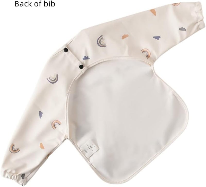 GZMM Waterproof Long Sleeve Baby Bib with Rainbow Design - Image 2
