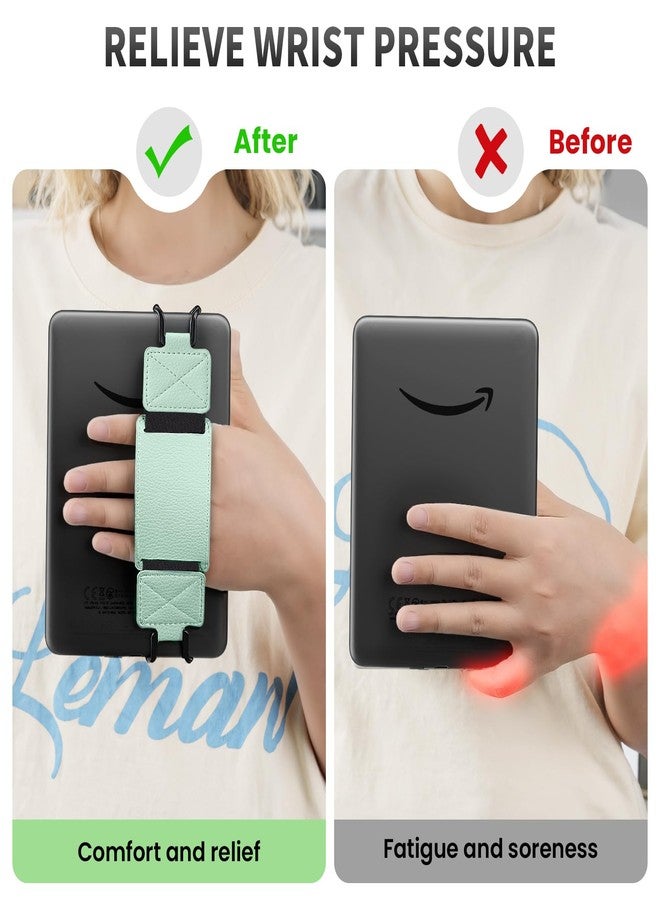 MoKo 2 Pack Security Hand Strap for 6-8" Kindle eReaders Fire Tablet -Kindle/Kobo/Voyaga/Lenovo/Sony E-Book Tablet, High-Elasticity Versatile Hand Strap Lightweight Finger Grip Holder, Agave Green - Image 3