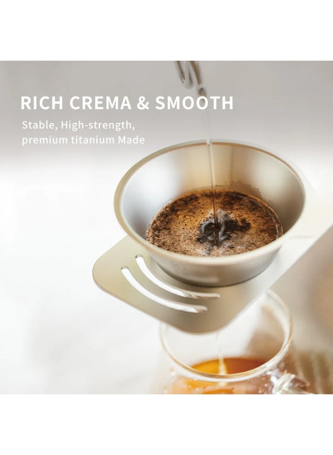 KEITH Titanium Ti3612 Pour Over Coffee Kit, Pure Titanium Coffee Dripper Set with Reusable Filter & Glass Server for Camping and Specialty Coffee - Image 4