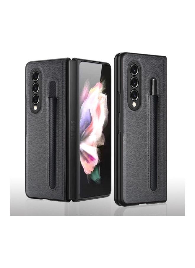 Loquat Protective Flip Magnetic Phone Case Cover with S-Pen Holder for Samsung Galaxy Z Fold 3 Black 