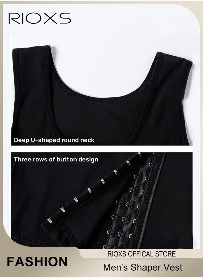 RIOXS Men's Gym Vest, Slim Control Shaper Compression Tank Top For Men, Body Posture Corrector Corset Sleeveless Top, Adjustable Compression Chest Vest, Mens Abdomen Control Underwear  - Image 4