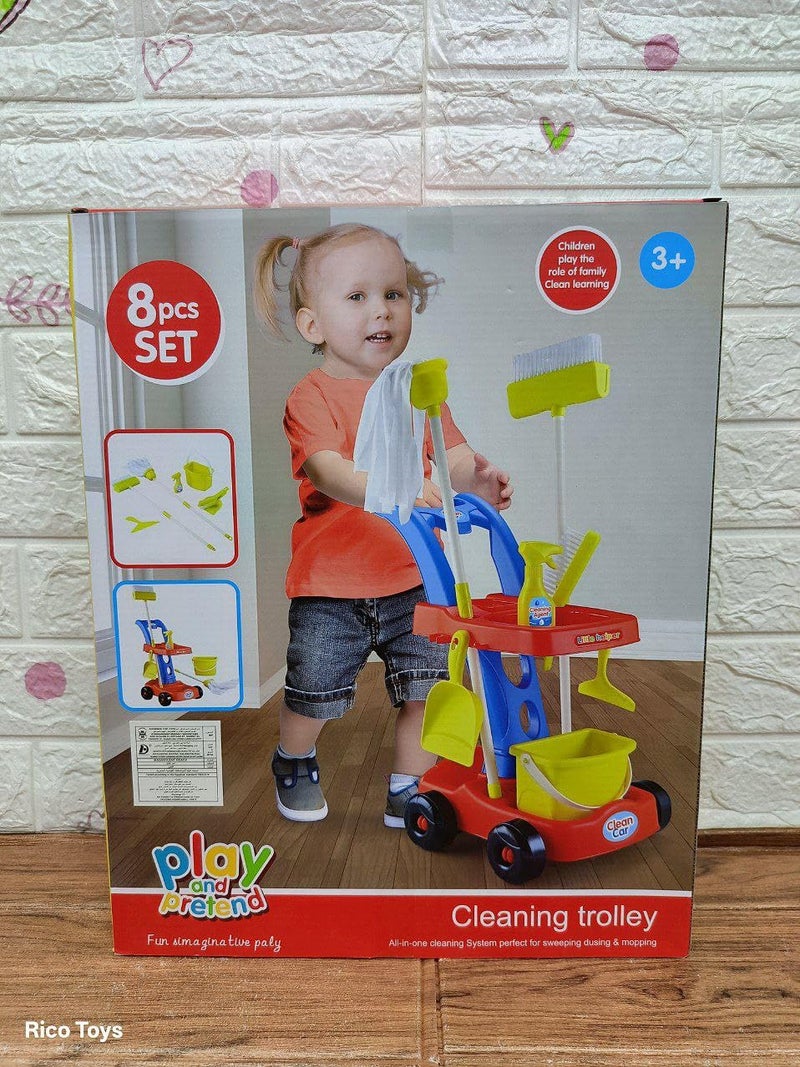 AMAZING BABY CLEANING TROLLEY A CART,BROOM A DUSTPAN,BUCKET,SPRAYER,OTHER COOL FEATURES DEVELOPS SKILLS AND HAND COORDINATION