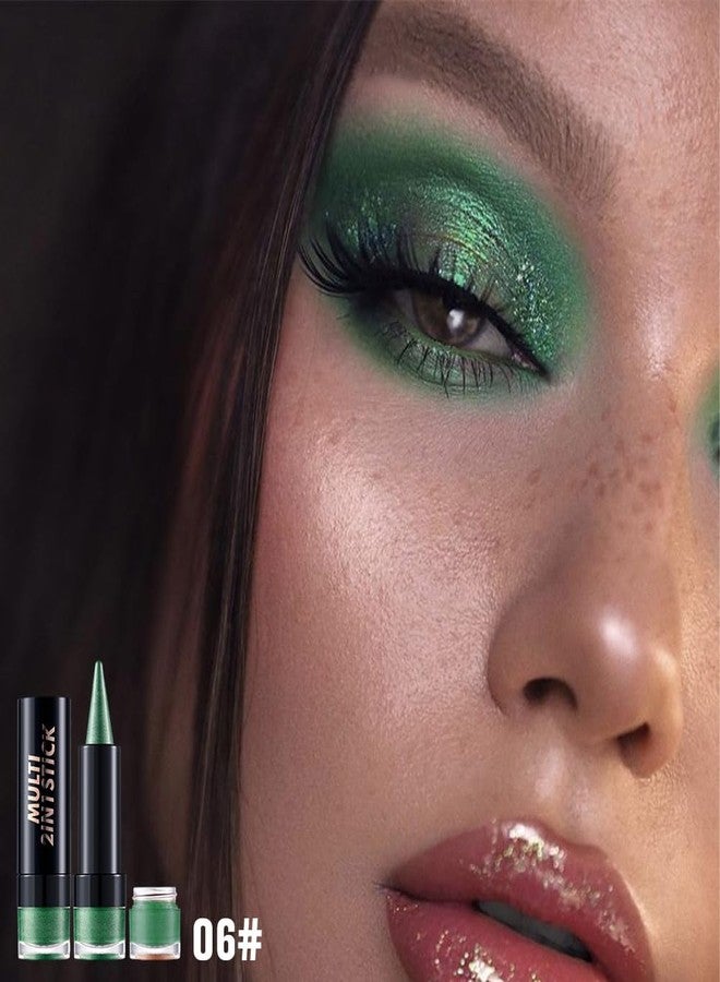 AMY'S DIARY Shimmer Green Gel Eyeliner Pencil,Waterproof Smudge Proof Eye Liner Pen,Eye Face Paint Lipstick Crayon,Color Colorful Eyeliner Eyeshadow Stick (emerald charm) - Image 2