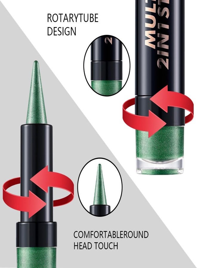 AMY'S DIARY Shimmer Green Gel Eyeliner Pencil,Waterproof Smudge Proof Eye Liner Pen,Eye Face Paint Lipstick Crayon,Color Colorful Eyeliner Eyeshadow Stick (emerald charm) - Image 4