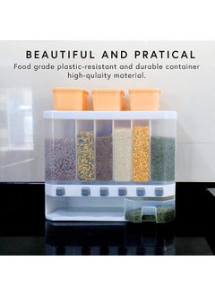 Junona Junona Wall Mounted Cereal Food Dispenser For Kitchen 6 Grid Dry Food Dispenser Space Saving Storage Containers for Cereal Rice Nuts Candy Coffee Bean Snack Grain  - Image 3