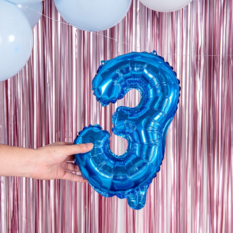 Restaurantware-16 Inch Number Balloon, 1 Digital Party Balloon - Number 3, Self-Sealing, Blue Foil Mylar Balloon, Hanging Loop, Decoration For Birthday, Wedding, Or Graduation - Image 5