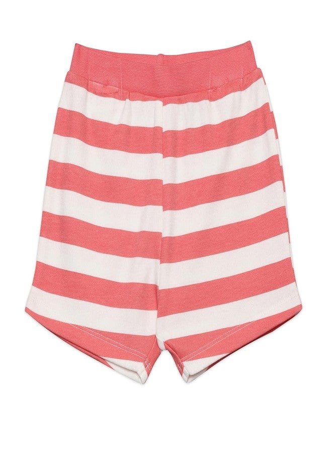 miniklub Cotton Striped & Ocean Theme Printed Shorts,Pack of 2,Red & Blue(6-9M) - Image 3