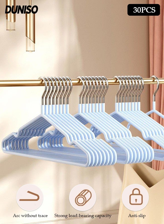 DUNISO 30Pcs Stainless Steel Clothes Hangers Non-Slip Rubber Coated Metal Hangers with Notches Space Saving Storage Organiser Hangers Multi-functional Durable Heavy Duty Strong Clother Hanger for Shirt Pants Dress - Image 1