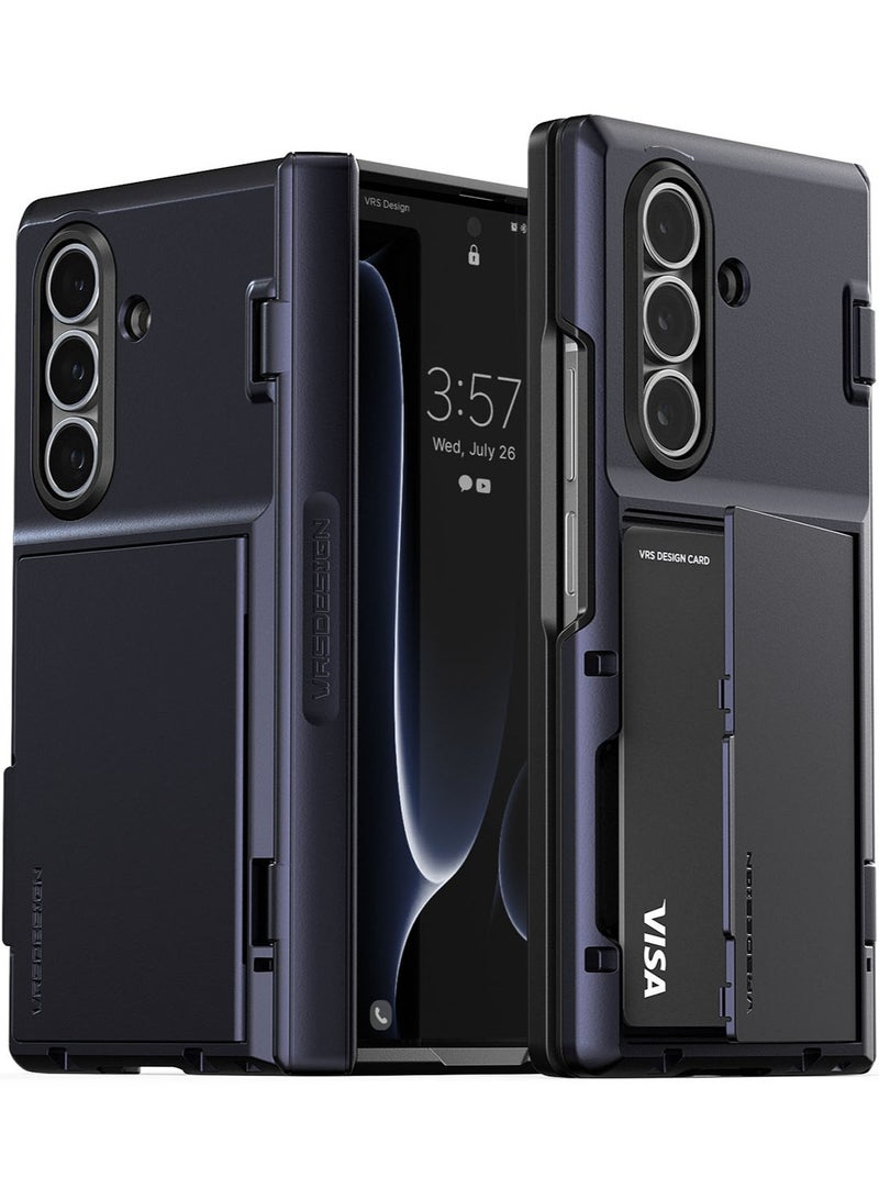 VRS Design Terra Guard Modern GO Samsung Galaxy Z Fold 7 Case Cover Wallet (2025) with [2 Card Holder] Compartment & [Hinge Protection] - Navy - Image 1