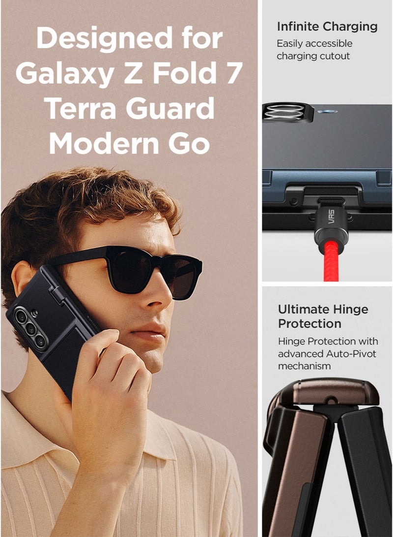 VRS Design Terra Guard Modern GO Samsung Galaxy Z Fold 7 Case Cover Wallet (2025) with [2 Card Holder] Compartment & [Hinge Protection] - Navy - Image 2