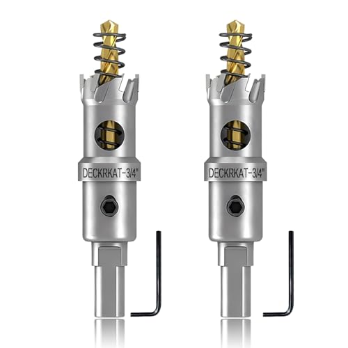 DECKRKAT 2-Pack 3/4" TCT Hole Saws for Hard Metal, Heavy Duty 19mm Tungsten Carbide Tipped Hole Cutters Set with Spring-Loaded Pilot Drill Bits for Stainless Steel, Metal, Iron, and Plastic - Image 1
