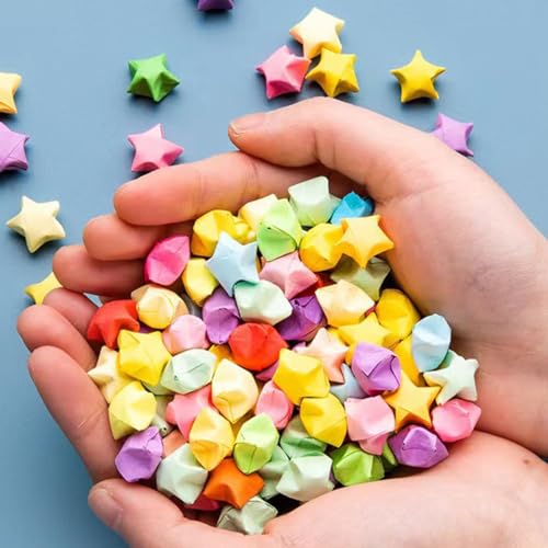 Hvogvok Origami Paper Stars, Colorful Handcraft Origami Lucky Star Paper DIY Paper Arts Creativity Hand Art Crafts (10-color mix (1350) sheets) - Image 4