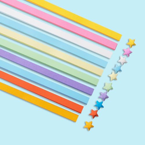 Hvogvok Origami Paper Stars, Colorful Handcraft Origami Lucky Star Paper DIY Paper Arts Creativity Hand Art Crafts (10-color mix (1350) sheets) - Image 2