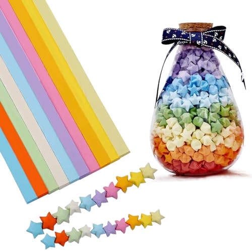 Hvogvok Origami Paper Stars, Colorful Handcraft Origami Lucky Star Paper DIY Paper Arts Creativity Hand Art Crafts (10-color mix (1350) sheets) - Image 5